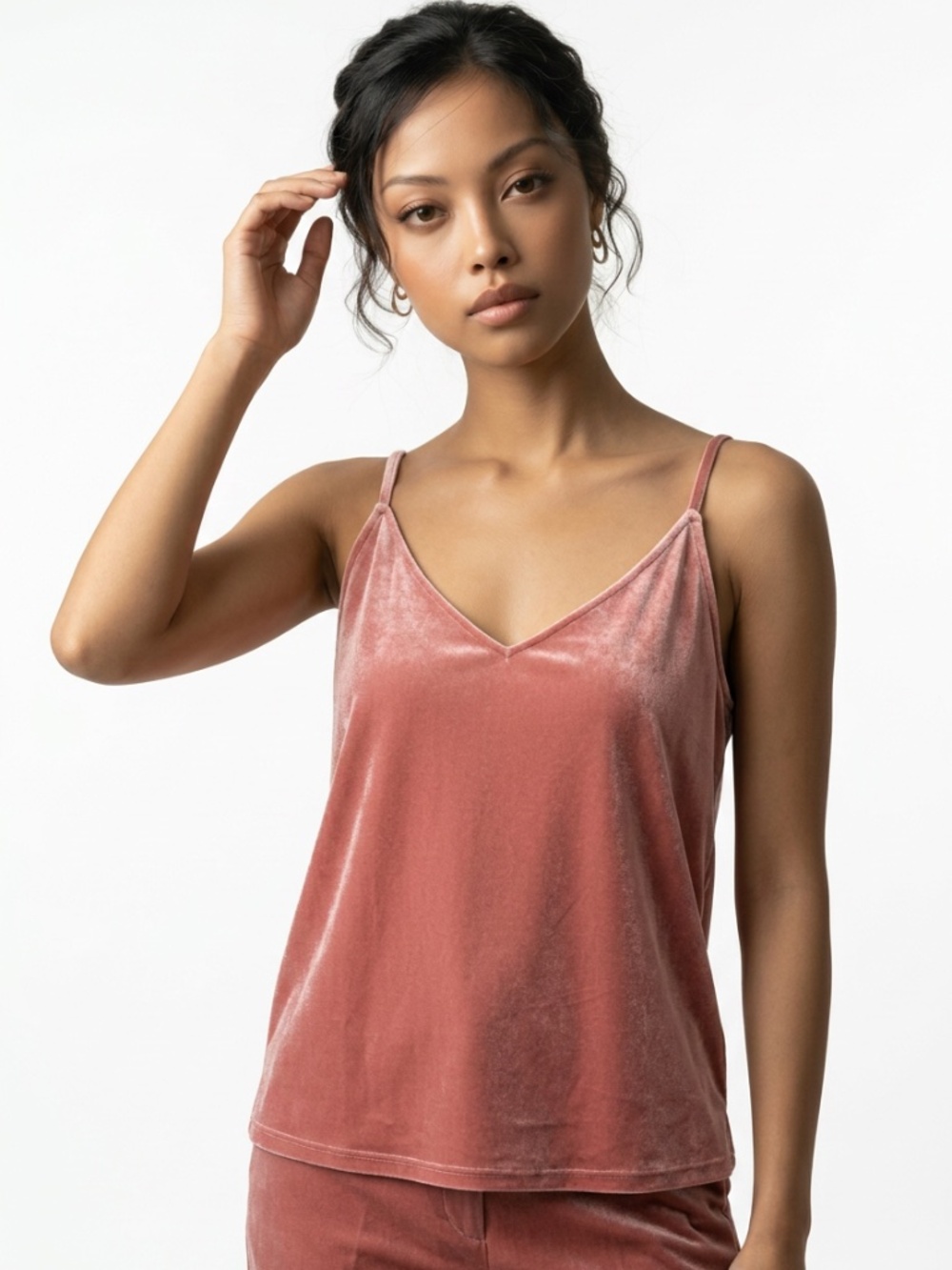 HALOGEN • Dusty Rose Pink Velvet V-Neck Camisole Tank Top Small - Picture 7 of 7